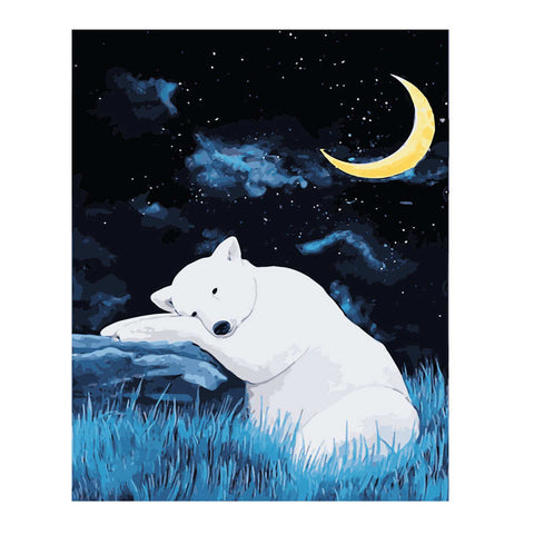 Tableau ours polaire<br> Au clair de lune