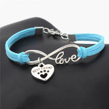 bracelet infini avec pendentif ours cuir bleu ciel