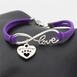 bracelet infini avec pendentif ours cuir violet