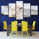 Tableau ours polaire<br>Calin maman ours polaire et son ourson