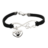 bracelet infini avec pendentif ours cuir noir