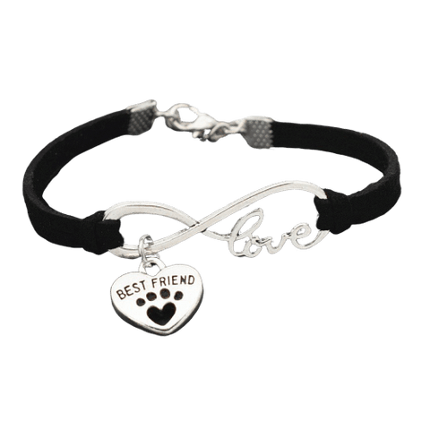 bracelet infini avec pendentif ours cuir noir